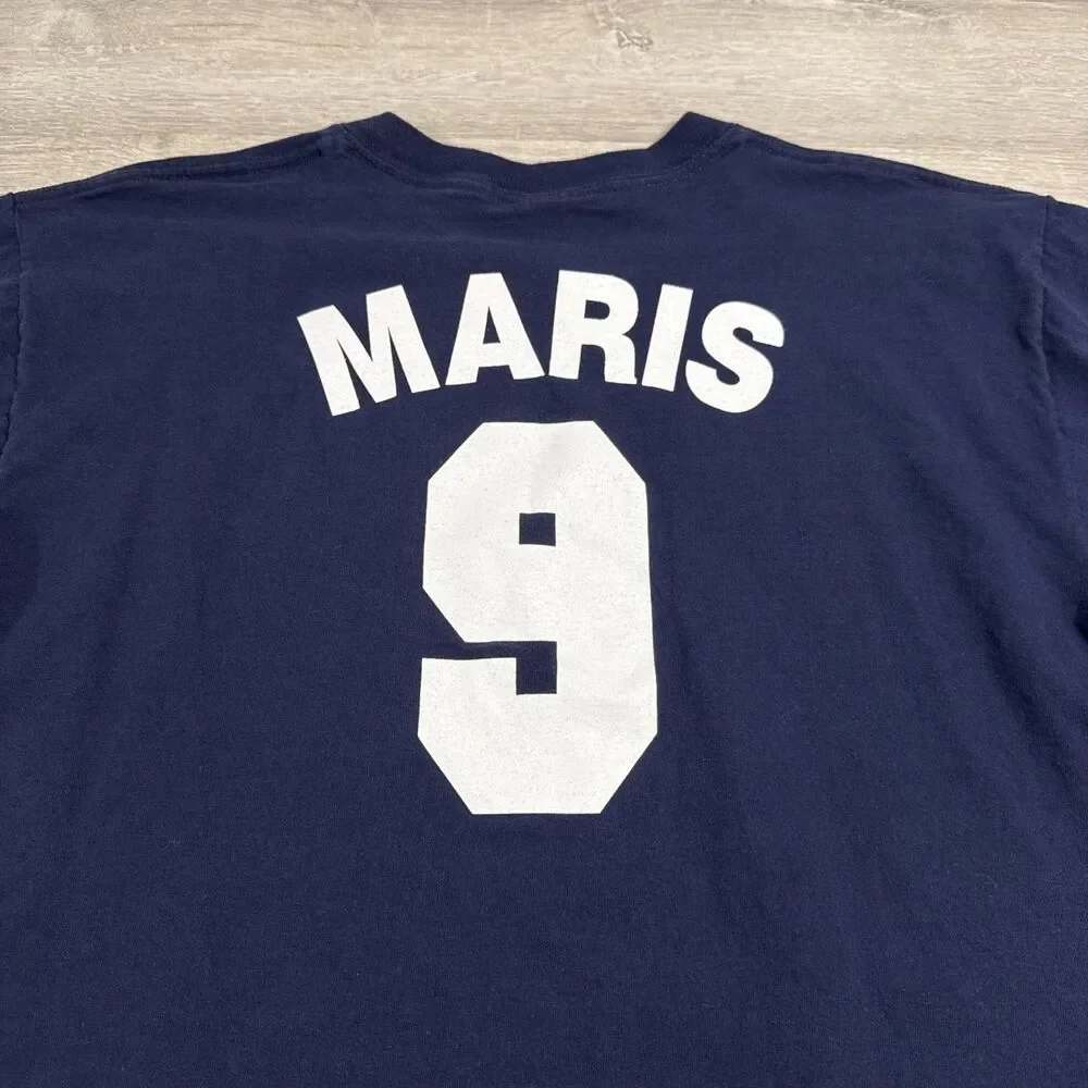 Roger Maris Shirt New York Yankees Baseball Men's Blue Large 100% Cotton Tee